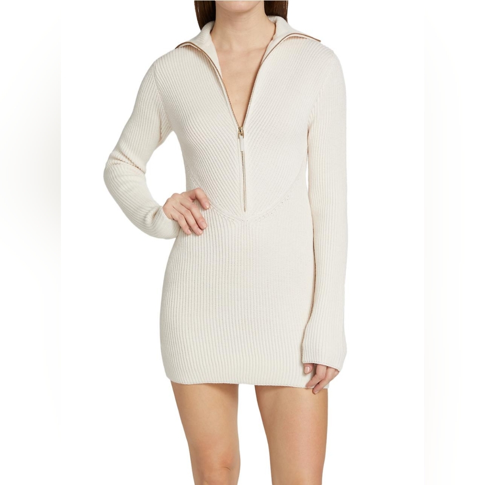 New Gauge81 Soro zipper long sleeve Fisherman's Rib Mini wool sweater Dress S